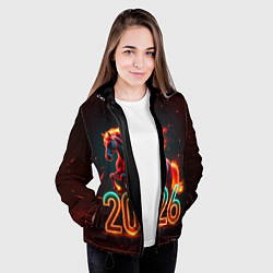 Куртка с капюшоном женская Светящаяся лошадь 2026, цвет: 3D-черный — фото 2