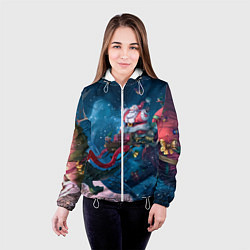 Куртка с капюшоном женская Санта с динозавром, цвет: 3D-белый — фото 2