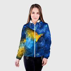 Куртка с капюшоном женская Космический попугай, цвет: 3D-белый — фото 2