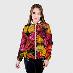 Куртка с капюшоном женская Ассорти из роз, цвет: 3D-белый — фото 2