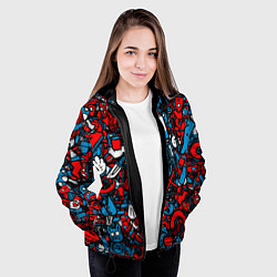 Куртка с капюшоном женская Стикербомбинг, цвет: 3D-черный — фото 2