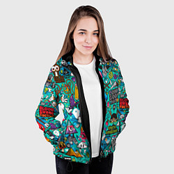 Куртка с капюшоном женская Стикербомбинг, цвет: 3D-черный — фото 2
