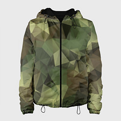 Куртка с капюшоном женская Полигональный камуфляж, цвет: 3D-черный