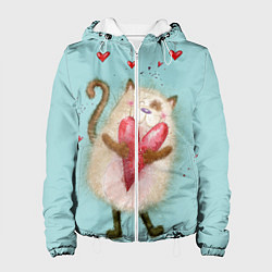 Куртка с капюшоном женская Котик, цвет: 3D-белый