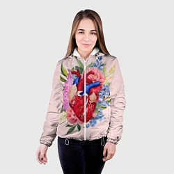 Куртка с капюшоном женская Цветочное сердце, цвет: 3D-белый — фото 2