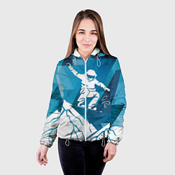 Куртка с капюшоном женская Горы и сноубордист, цвет: 3D-белый — фото 2