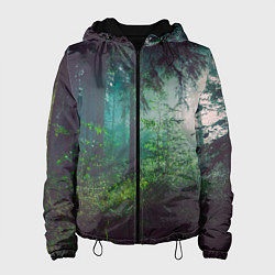 Куртка с капюшоном женская Таинственный лес, цвет: 3D-черный