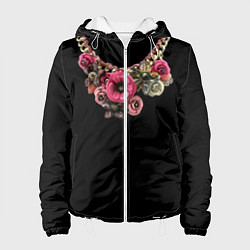 Куртка с капюшоном женская Золото и цветы, цвет: 3D-белый