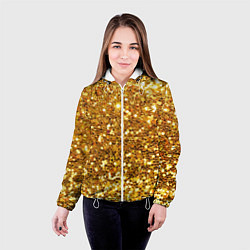 Куртка с капюшоном женская Золотое мерцание, цвет: 3D-белый — фото 2