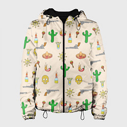 Куртка с капюшоном женская Мексиканский коллаж, цвет: 3D-черный