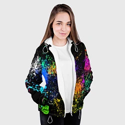 Куртка с капюшоном женская Брызги красок, цвет: 3D-белый — фото 2