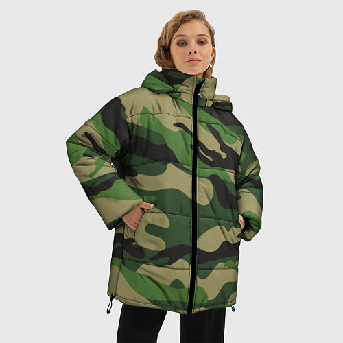 Женская зимняя куртка Камуфляж: хаки/зеленый / 3D-Черный – фото 3