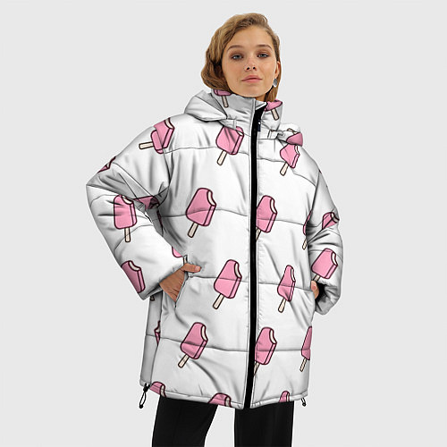 Женская зимняя куртка Мороженое розовое / 3D-Черный – фото 3