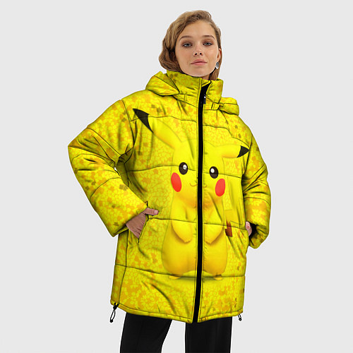 Женская зимняя куртка Pikachu / 3D-Черный – фото 3