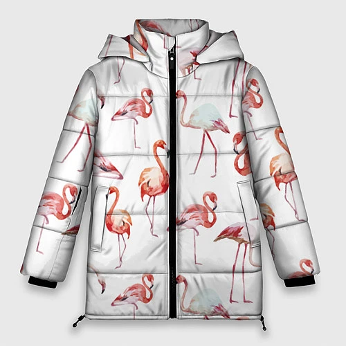 Женская зимняя куртка Действия фламинго / 3D-Красный – фото 1