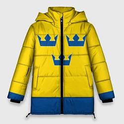Куртка зимняя женская Сборная Швеции: домашняя форма, цвет: 3D-черный