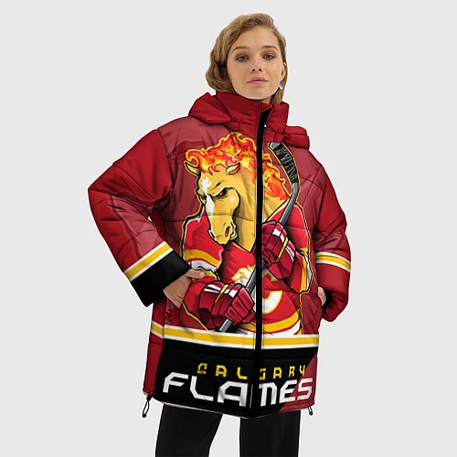 Женская зимняя куртка Calgary Flames / 3D-Черный – фото 3