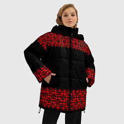 Куртка зимняя женская Славянский орнамент (на чёрном), цвет: 3D-красный — фото 2