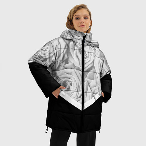 Женская зимняя куртка Розы / 3D-Черный – фото 3