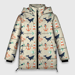 Куртка зимняя женская Морской узор, цвет: 3D-черный