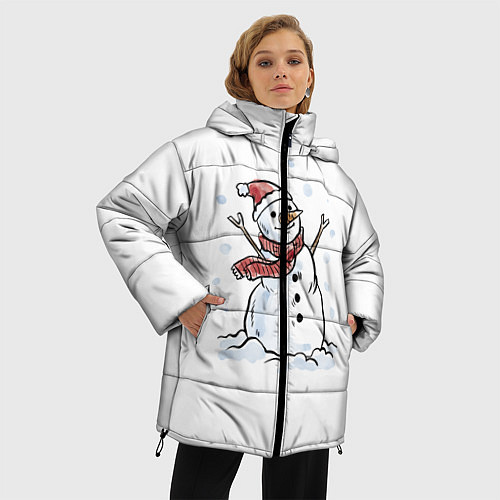 Женская зимняя куртка Снеговик / 3D-Черный – фото 3