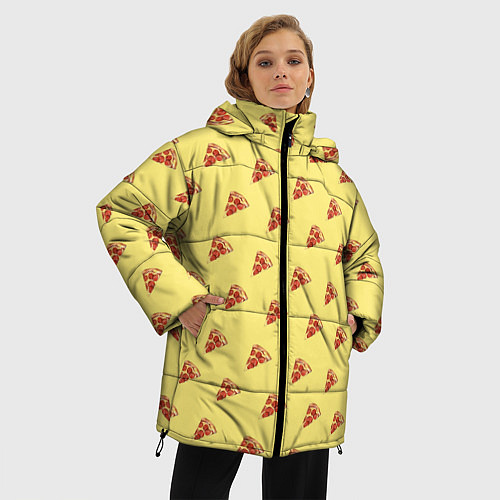 Женская зимняя куртка Рай пиццы / 3D-Черный – фото 3