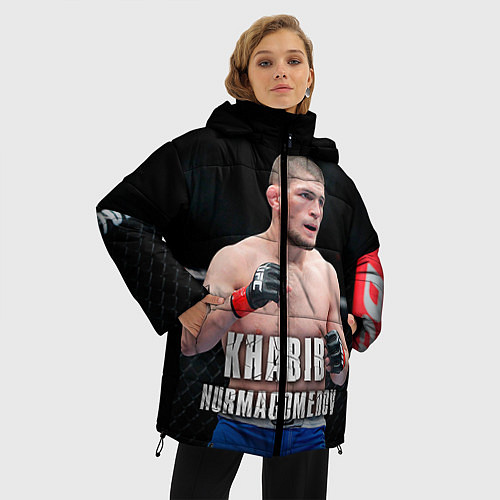 Женская зимняя куртка Хабиб Нурмагомедов / 3D-Черный – фото 3