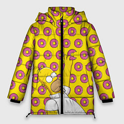 Куртка зимняя женская Пончики Гомера Симпсона, цвет: 3D-черный