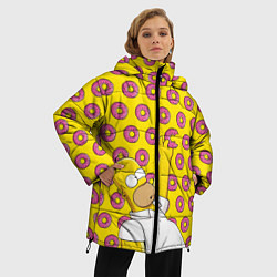 Куртка зимняя женская Пончики Гомера Симпсона, цвет: 3D-светло-серый — фото 2