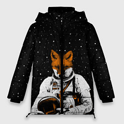 Куртка зимняя женская Лис космонавт, цвет: 3D-черный