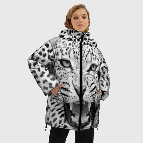 Женская зимняя куртка Белый леопард / 3D-Черный – фото 3