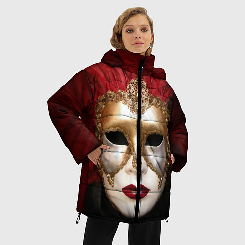 Женская зимняя куртка Венецианская маска / 3D-Черный – фото 3