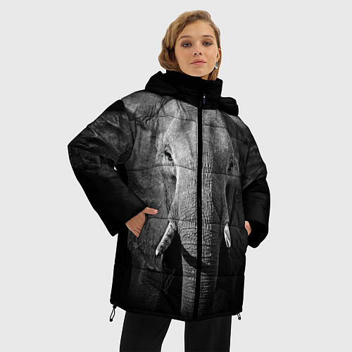 Женская зимняя куртка Взгляд слона / 3D-Черный – фото 3