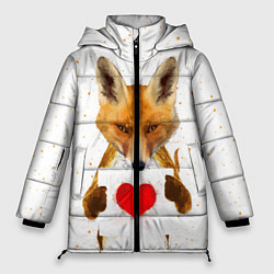 Куртка зимняя женская Влюбленная лиса, цвет: 3D-красный