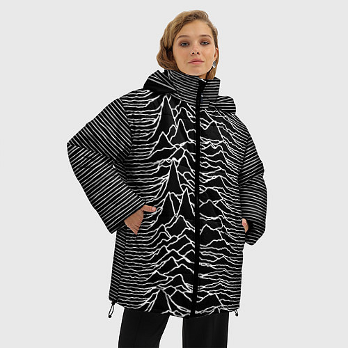 Женская зимняя куртка Joy Division: Unknown Pleasures / 3D-Черный – фото 3