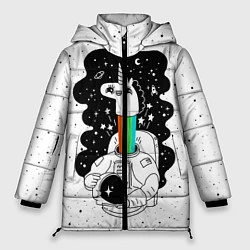 Куртка зимняя женская Единорог астронавт, цвет: 3D-черный