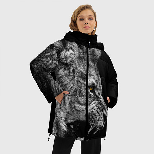 Женская зимняя куртка Оскал льва / 3D-Черный – фото 3