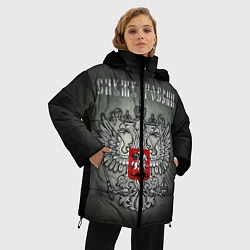 Куртка зимняя женская Служу России: серебряный герб, цвет: 3D-черный — фото 2
