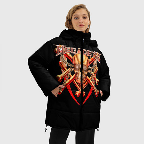 Женская зимняя куртка Megadeth: Gold Skull / 3D-Черный – фото 3