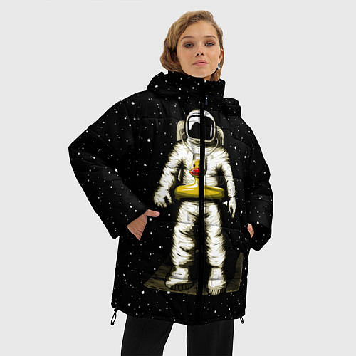 Женская зимняя куртка Космонавт с уточкой / 3D-Черный – фото 3