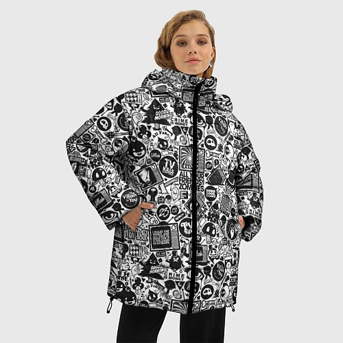Женская зимняя куртка Стикербомбинг / 3D-Светло-серый – фото 3