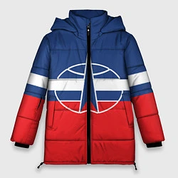 Куртка зимняя женская Флаг космический войск РФ, цвет: 3D-светло-серый