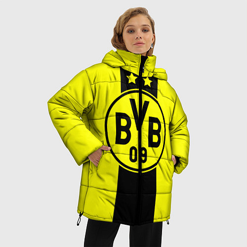 Женская зимняя куртка BVB FC: Yellow line / 3D-Черный – фото 3