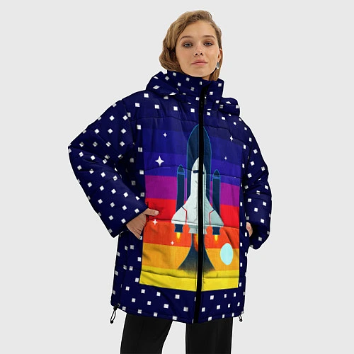 Женская зимняя куртка Запуск ракеты / 3D-Светло-серый – фото 3
