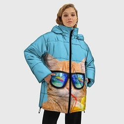 Куртка зимняя женская Киса на отдыхе, цвет: 3D-красный — фото 2