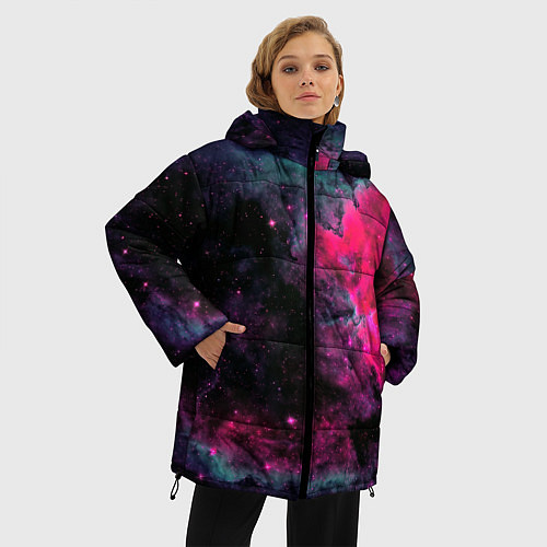 Женская зимняя куртка Загадочный космос / 3D-Черный – фото 3