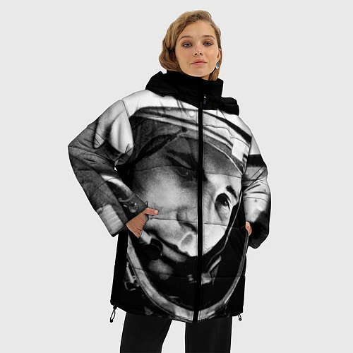 Женская зимняя куртка Гагарин космонавт / 3D-Черный – фото 3