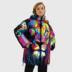 Куртка зимняя женская Красочный лев, цвет: 3D-красный — фото 2