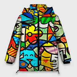 Куртка зимняя женская Картинка-мозаика, цвет: 3D-черный