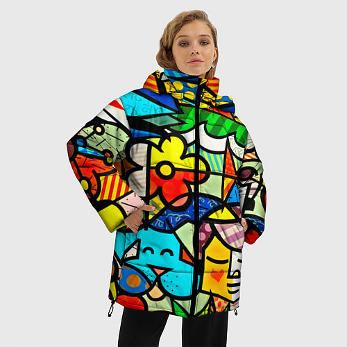 Женская зимняя куртка Картинка-мозаика / 3D-Черный – фото 3